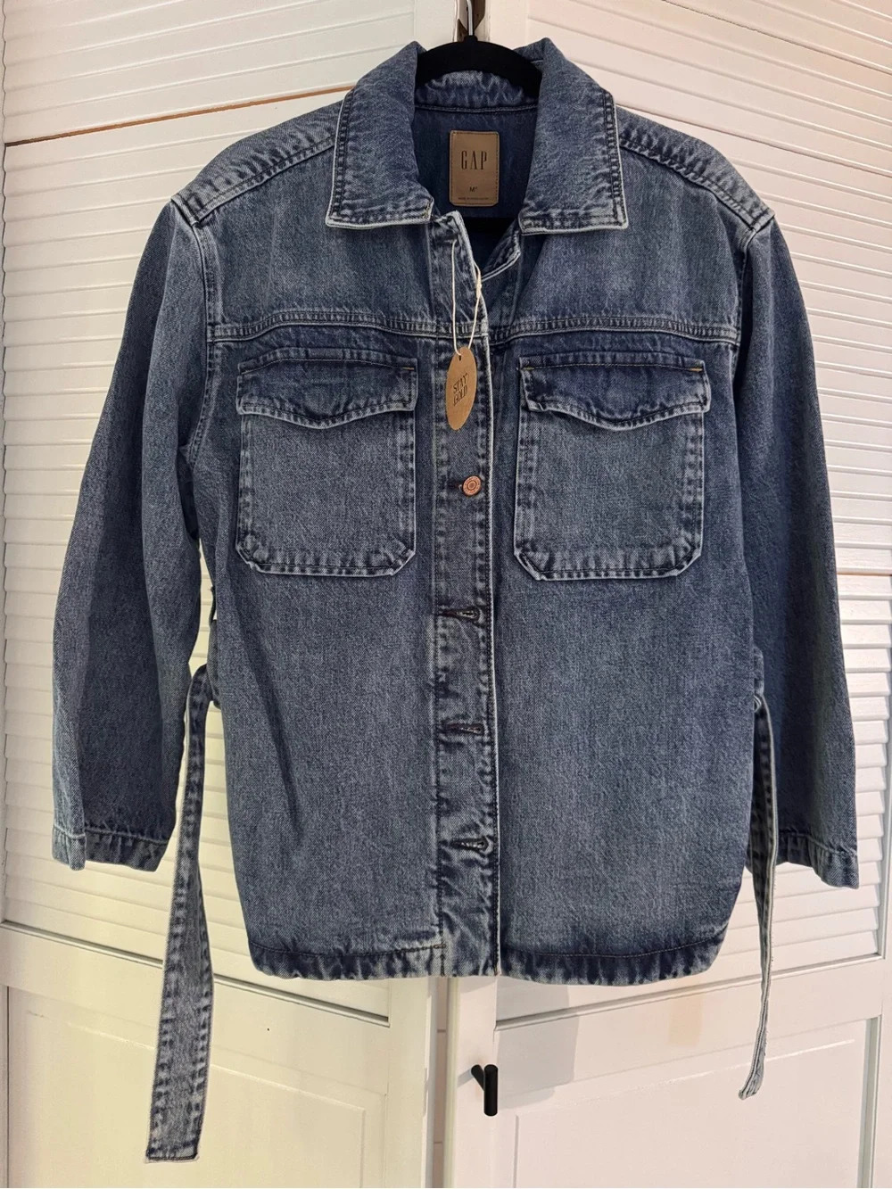 Gap Kimono Denim Wrap Jacket with Tie Belt - Blue 0049 - Picture 2 of 3